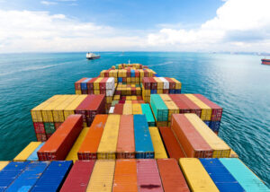 Cargo ships entering the busiest port - Singapore.