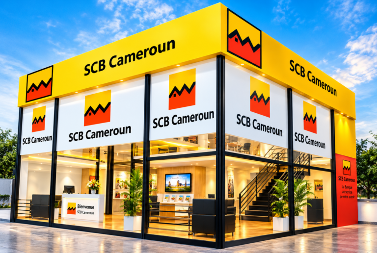 Siège de SCB Cameroun à Douala. La filiale d'Attijariwafa bank affiche 489,3 milliards FCFA de concours à la clientèle à fin juillet 2026, soit un ratio de 68,2 % des dépôts collectés.