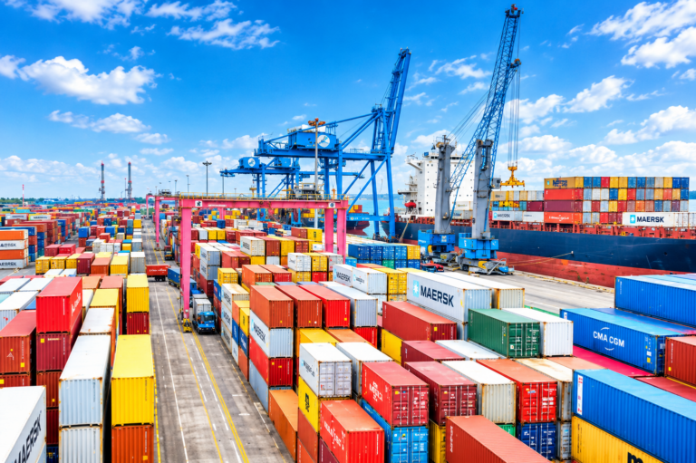 Le terminal à conteneurs du Port de Douala-Bonabéri, exploité par la Régie du Terminal à Conteneurs (RTC), avec ses équipements de manutention modernisés et ses infrastructures en développement après la reprise en régie par le PAD.