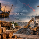 Installations pétrolières et activités industrielles en Afrique centrale, secteurs confrontés à un ralentissement en 2025.