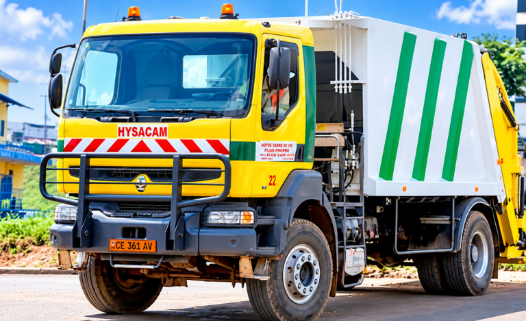 HYSACAM annonce l’embarquement de plus de 100 camions pour renouveler sa flotte et renforcer la collecte des déchets au Cameroun.