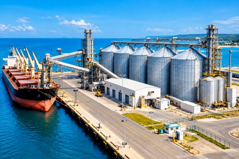 Port autonome de Kribi : projet de construction d’un terminal céréalier de 102 000 tonnes pour renforcer la logistique agro-industrielle au Cameroun.