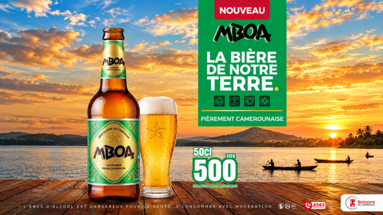 Boissons du Cameroun enrichit sa gamme avec Mboa, une nouvelle bière blonde camerounaise vendue à 500 FCFA la bouteille consignée de 50 cl.