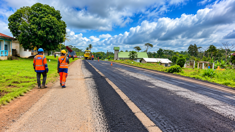 Razel Cameroun réalise une planche d’essai sur la route Mbalmayo-Sangmelima, lot 3.