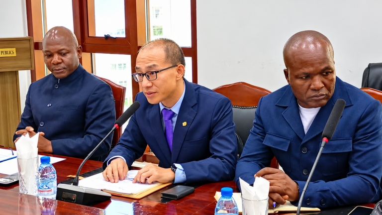 Li Xiangyang, nouveau représentant en chef de SINOHYDRO au Cameroun, présenté au ministre des Travaux publics Emmanuel Nganou Djoumessi.